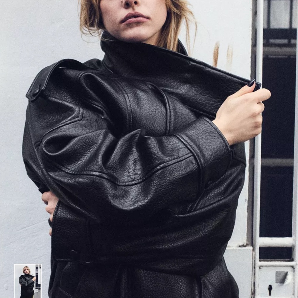 Viral Zara Women's Black Faux Leather Jacket